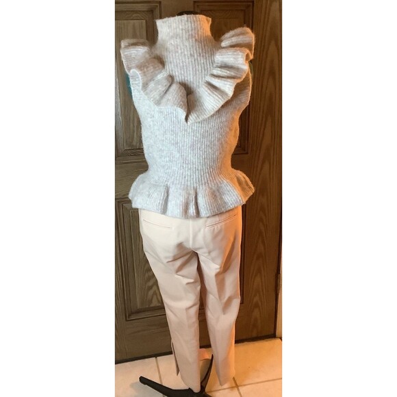 Zara Ribbed Knit Mock Neck Sleeveless Sweater / Anne Taylor The Ankle Trousers - Picture 2 of 9